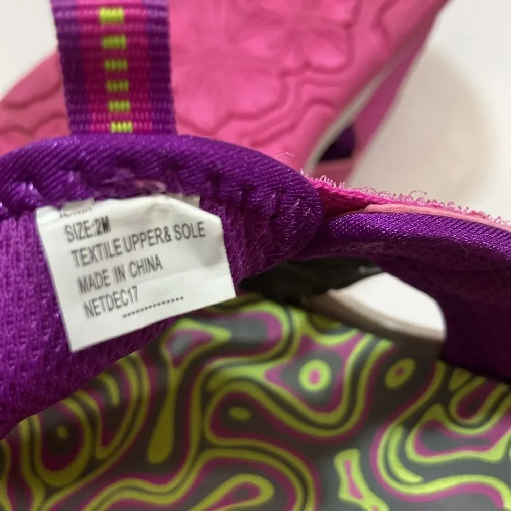 M.A.P.Splash Safe Tm Pink and Purple Sandals with Velcro Strap Size 2M